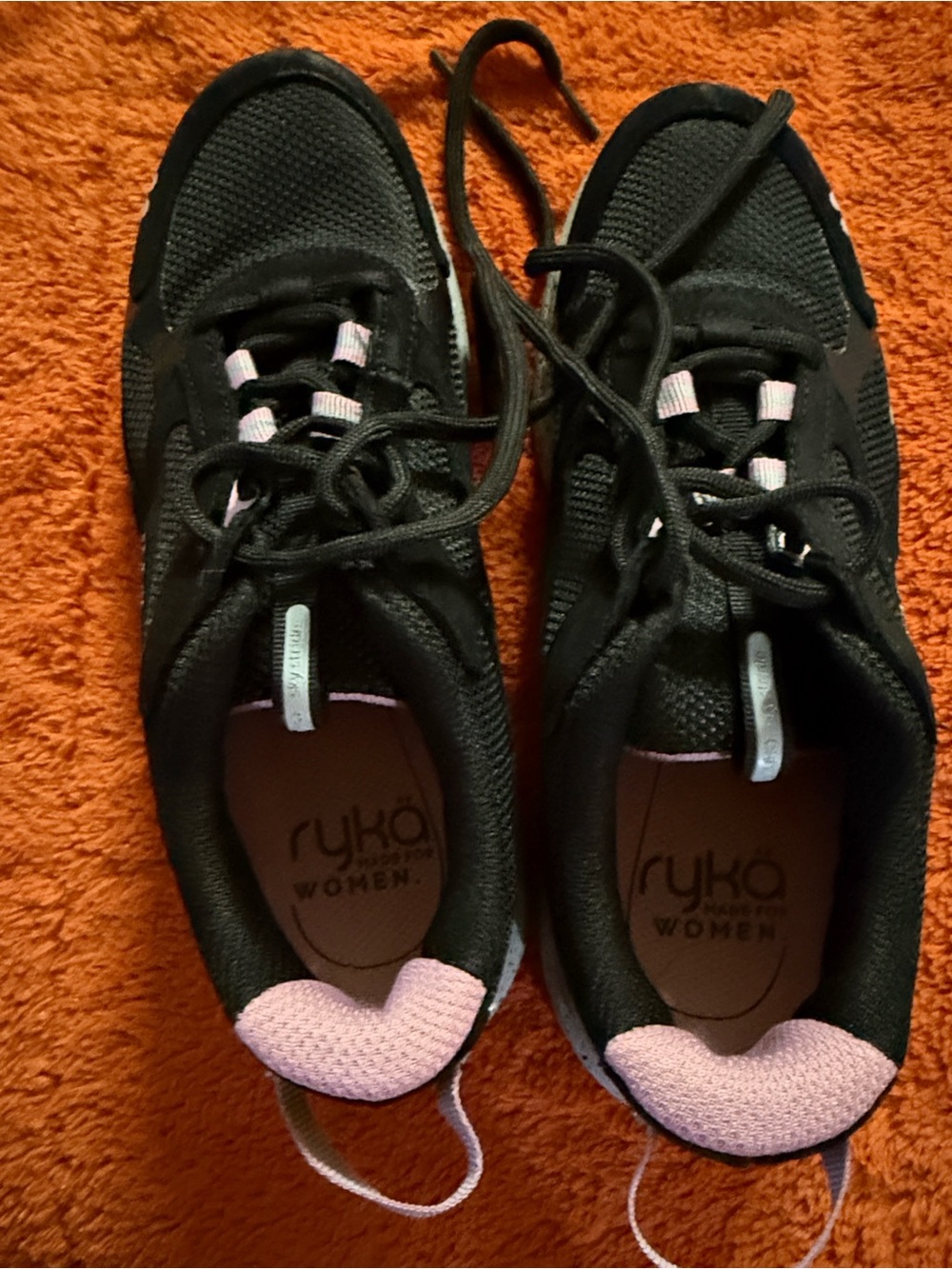 Ryka Black Athletic Sneakers with Light Pink Accents